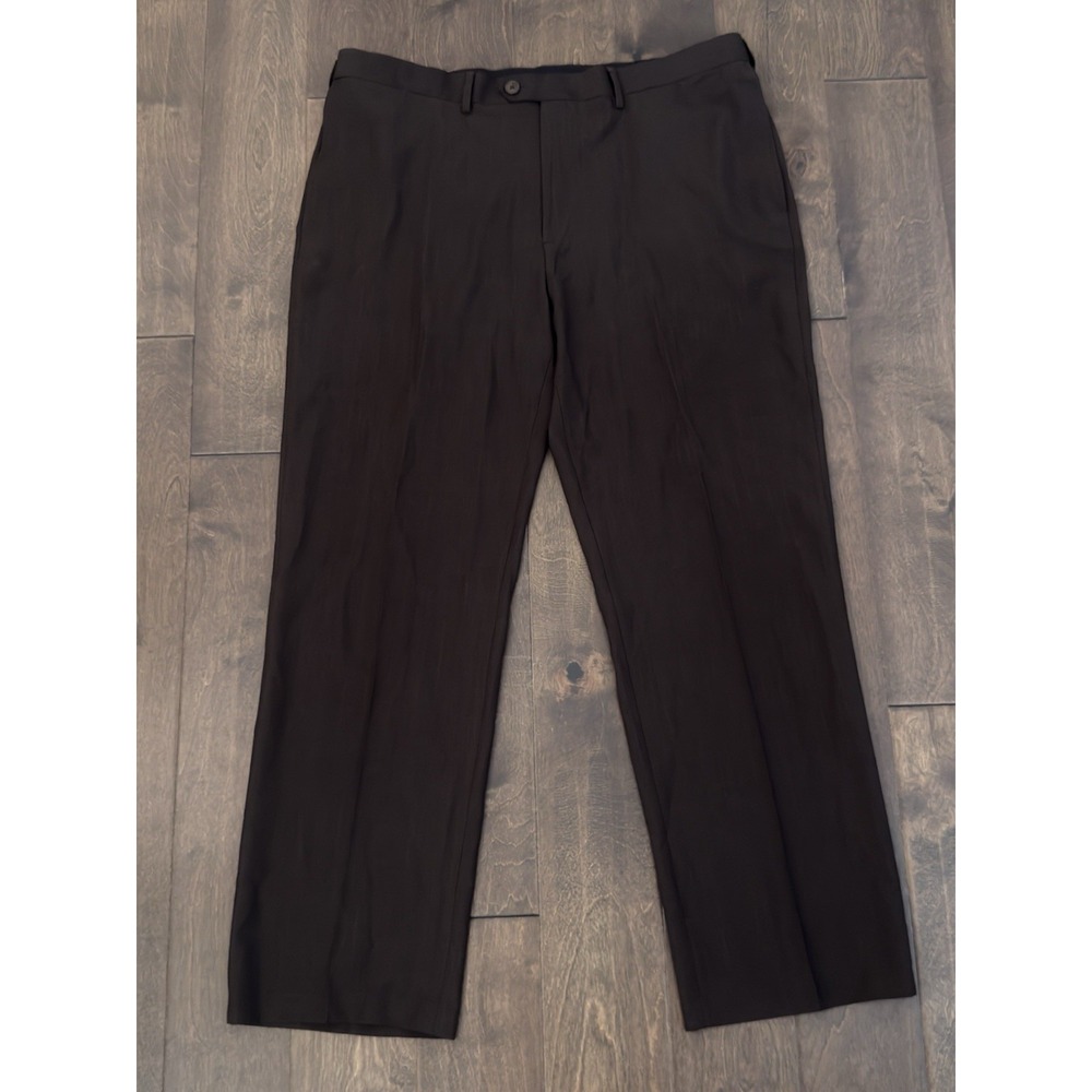 Haggar Repreve Mens Flat Front Dress Pants 40X32 Brown Expandable Waist Classic